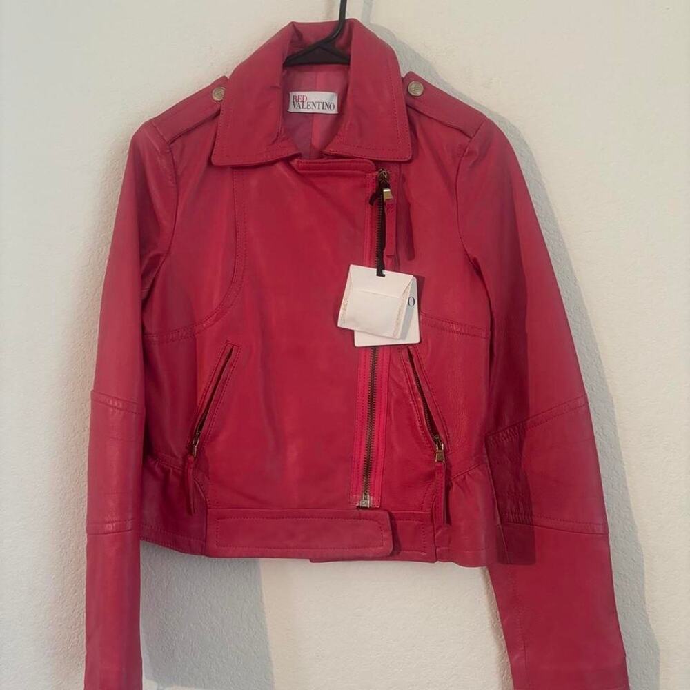 Womens pink biker jacket red